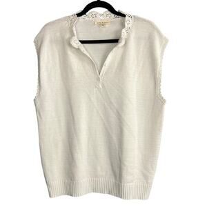 Grade & Gather Crochet Trim Sweater Vest Size M